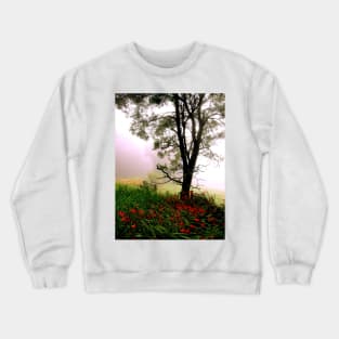 Foggy Roadside Red Crewneck Sweatshirt